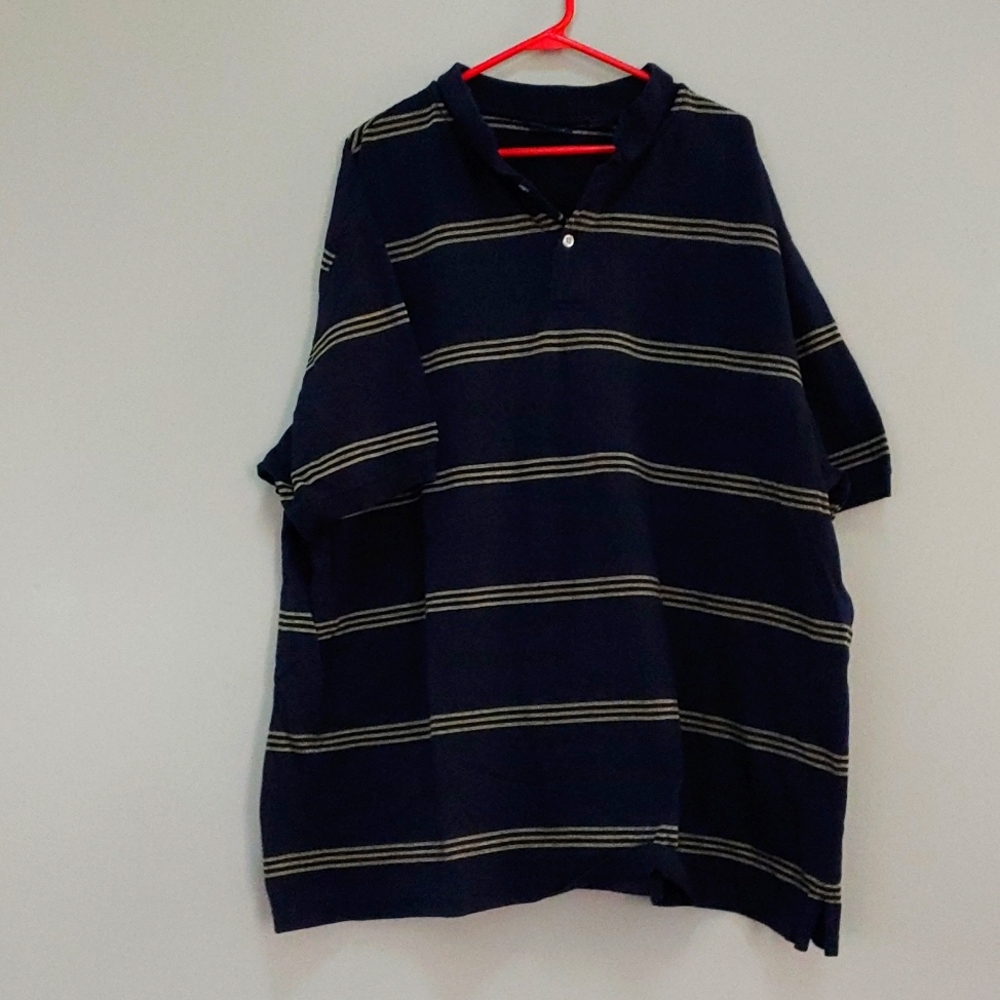 Harbor Bay 4XL Navy and Creme Striped Polo